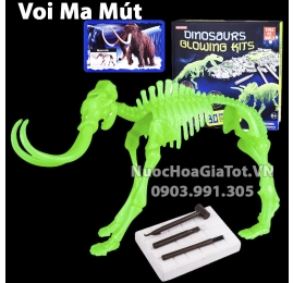 BỘ ĐỒ CHƠI KHẢO CỔ ĐÀO HÓA THẠCH 1 CON VOI MAMUT SIZE L 25CM CÓ DẠ QUANG