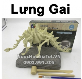 BỘ ĐỒ CHƠI KHẢO CỔ ĐÀO HÓA THẠCH 1 CON KHỦNG LONG LƯNG GAI SIZE M 20CM XƯƠNG TRẮNG