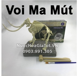 BỘ ĐỒ CHƠI KHẢO CỔ ĐÀO HÓA THẠCH 1 CON VOI MAMUT SIZE M 20CM XƯƠNG TRẮNG