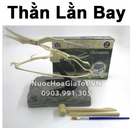 BỘ ĐỒ CHƠI KHẢO CỔ ĐÀO HÓA THẠCH 1 CON KHỦNG LONG THẰN LẰN BAY SIZE M 20CM XƯƠNG TRẮNG